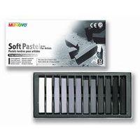 Boîte 12 pastels tendres camaieu de gris 66 mm - Mungyo