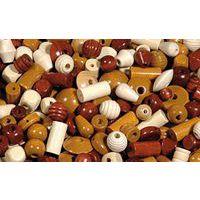 Sachet 500 g perles en bois gros trous 4 mm +5 fils velours