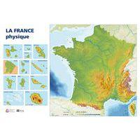 Carte murale muette France physique, recto seul - Image principale
