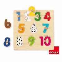 Puzzle boutons numéros 1 à 10 en bois - Goula