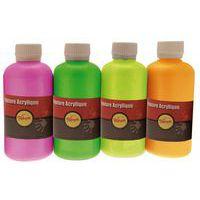 Assortiment de 4 flacons 250 ml gouache acrylique fluo - Pichon