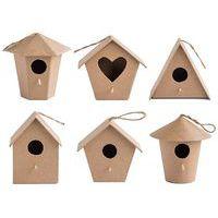 Lot 6 nichoirs en carton à décorer formes assorties 100x85 mm - Image principale