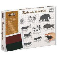 Kit 10 tampons peintures rupestres + 1 encreur bicolore noir et marron - Image principale
