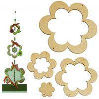 Mobile fleur bois à décorer (Lot de 6) - Image principale