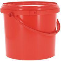 Lot de 10 Seau plastique rond avec couvercle rouge - 5L - Image principale