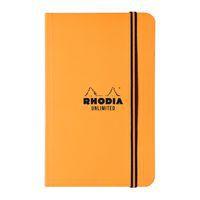 Carnet orange souple élastique ligné + cadre en-tête - Rhodia