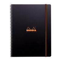 Carnet noir étudiant spiralé A4+ avec marge, cadre à en-tête - Rhodia
