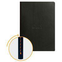 Cahier rhodiarama piqûre textile noir A5 64 pages ligné 90g - Image principale