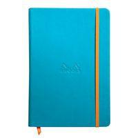 Rhodiarama carnet rigide A5 turquoise ligné avec élastique - Image principale