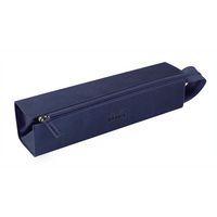 Trousse plumier bleu nuit simili cuir italien 23x5x5 cm - Image principale