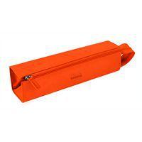 Trousse plumier tangerine simili cuir italien 23x5x5 cm - Image principale