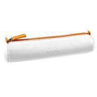Trousse ronde blanc simili cuir italien 5x21,5 cm - Image principale