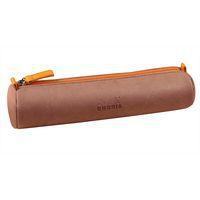 Trousse ronde bois de rose simili cuir italien 5x21,5 cm - Image principale