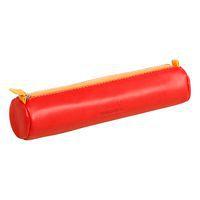 Trousse ronde coquelicot simili cuir italien 5x21,5 cm - Image principale