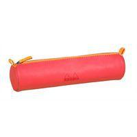 Trousse ronde corail simili cuir italien 5x21,5 cm - Image principale
