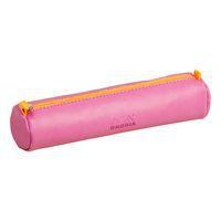 Trousse ronde lilas simili cuir italien 5x21,5 cm - Image principale