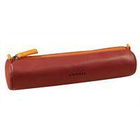 Trousse ronde nacarat simili cuir italien 5x21,5 cm - Image principale