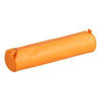 Trousse ronde orange simili cuir italien 5x21,5 cm - Image principale