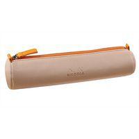 Trousse ronde touche de rose simili cuir italien 5x21,5 cm - Image principale