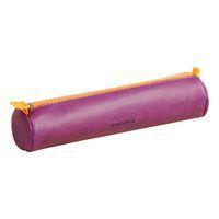 Trousse ronde violet simili cuir italien 5x21,5 cm - Image principale