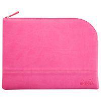 Pochette zippée en simili cuir italien taille L fuchsia - Image principale