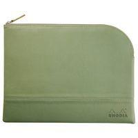 Pochette zippée en simili cuir italien taille L sauge - Image principale