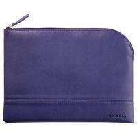 Pochette zippée en simili cuir italien taille M bleu de nuit - Image principale