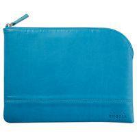 Pochette zippée en simili cuir italien taille M turquoise - Image principale