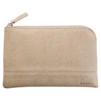 Pochette zippée en simili cuir italien taille S beige - Image principale