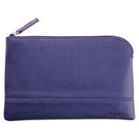 Pochette zippée en simili cuir italien taille S bleu de nuit - Image principale