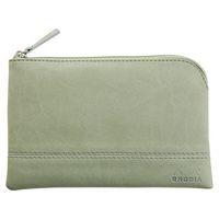 Pochette zippée en simili cuir italien taille S céladon - Image principale
