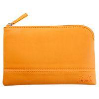 Pochette zippée en simili cuir italien taille S orange - Image principale