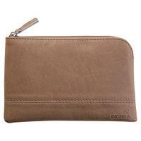 Pochette zippée en simili cuir italien taille S taupe - Image principale