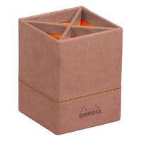Pot à crayons simili cuir italien 8 x 8 x 11 cm bois de rose - Image principale