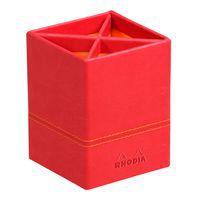 Pot à crayons simili cuir italien 8 x 8 x 11 cm coquelicot - Image principale