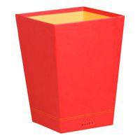 Corbeille à papier simili cuir italien coquelicot 24x24x32cm - Image principale