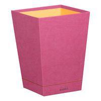 Corbeille à papier simili cuir italien fuchsia 24x24x32 cm - Image principale