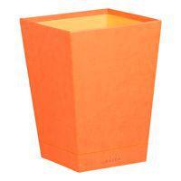 Corbeille à papier simili cuir italien tangerine 24x24x32 cm - Image principale