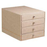 Trieur 4 tiroirs simili cuir italien beige 24,8x32,7x22,8 cm - Image principale