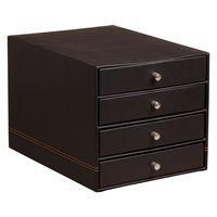 Trieur 4 tiroirs simili cuir italien noir 24,8x32,7x22,8 cm - Image principale