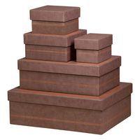 Set 5 boîtes gigognes simili cuir italien chocolat - Image principale