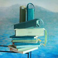 Trousse plumier couleur eau simili cuir italien 23x5x5 cm - Image 2