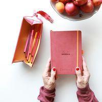 Trousse plumier touche de rose simili cuir italien 23x5x5 cm thumbnail image 7