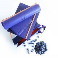 Trousse plumier violet simili cuir italien 23x5x5 cm thumbnail image 5
