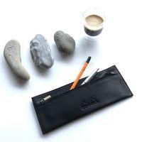 Rhodia noir trousse plate cuir véritable 22x8,5 cm - Image 4