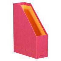 Porte-revues simili cuir italien 10 x 25 x 31 cm framboise thumbnail image 2