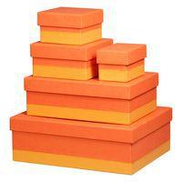 Set 5 boîtes gigognes simili cuir italien tangerine - Image 2