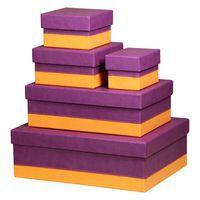 Set 5 boîtes gigognes simili cuir italien violet - Image 2