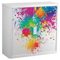 Armoire Easy Office haut.104 cm corps blanc rideaux décor Tâches - Image principale