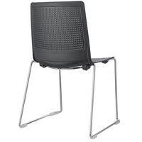 Lot de 2 chaises PERFY pieds traîneau chromés coque polypro Gris thumbnail image 2